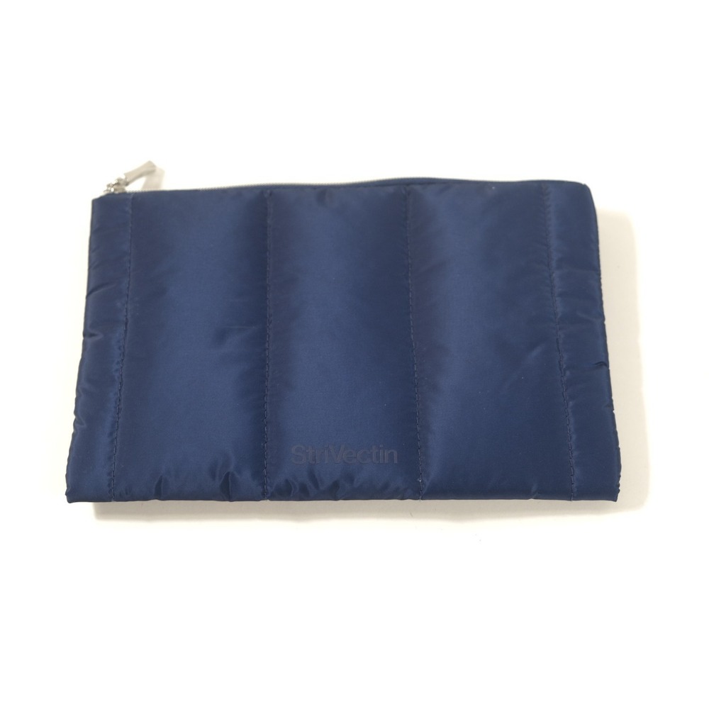 StriVectin Cosmetic Bag Women OS Navy Blue Padded Quilted Zipper Pouch Travel